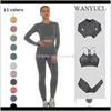 Completi Set da yoga senza cuciture Allenamento da donna Abbigliamento sportivo Abbigliamento da palestra Fitness Manica lunga Crop Top Leggings a vita alta Reggiseno sportivo Tute sportive Kmest