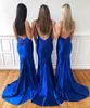 Dressmaid Dress 2021 Sexy Back Royal Blue Sirena Abiti senza maniche Plus Size Long Sweep Train Brides Maid of Honor