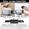 Проектор будильник FM-радио с зеркальным экраном для спальни USB USB Wake Wime Snooze Function 210804