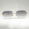 2023 Дизайнерские очки Новые солнцезащитные очки с бриллиантами мужчины винтажные негабаритные gafas retro металлические оттенки Женщины Goggles для наружных стаканов без оправы 01