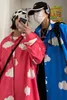 Neploe Summer Män Kvinnor Långärmad Skjorta Japanska Harajuku Cloud Print Oversized Toppar Streetwear Kvinna Blusar Kläder 210422