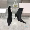 designer di moda invernale Stivali a tubo centrale primavera e autunno scarpe singole stivaletti sottili stivaletto nero elasticizzato in raso femminile stiletto a punta