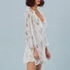 캐주얼 드레스 여성 레이스 업 코르셋 여름 드레스 긴 소매 꽃 인쇄 하이 허리 2 조각 주름 붕대 2022