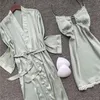 Women's Sleepwear Satin Kimono Bathrobe Gown Women Nightgown Bride Bridesmaid Wedding Robe Set Spring Summer Loose Silky Home Clothes Nightd