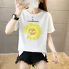 Flor impressão tshirt verão camisa solta fashion manga curta feminino roupas coreanas EE femme 210615