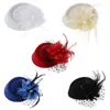 Hårklämmor Barrettes Fascinator Hattar Bodband Womens Feather Flower Brides Accessories Wedding252F