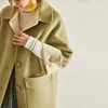 Laine mélangée femme Hepburn haut de gamme hiver 2022 mode moyen Long Double face laine manteau tissu zéro cachemire Bery22