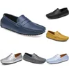 Sapatos de condução ocasional dos homens de couro dos homens macios Moda Moda Negra Negra Branco Azul Prata Amarelo Calçado Cinzento All-Match Lazy Cross-border 38-46 Color110