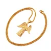 Hip Hop Rvs Gold Lady's Angel's Wings Angel Mary Hanger Voor Vrouwen Mannen Sieraden Stones Plating Color Conservering