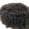 Peruca 100% cabelo humano afro mono peruca preta masculina crespa encaracolada