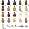 Perucas sintéticas xq 5 clipespiece Natural Silky Hair Hair Extensão 24quotinches Clipe em mulheres Long Fake7873748