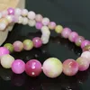 Multiclor Jades Stone Chalcedony 6-14mm Tower Chain Faceted Round Beads Choker Necklace For Gifts Charms Jewelry 18inch B620 Chokers