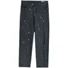 Star embroidery black jeans men's fashion brand straight tube loose hiphop fried Street pants over size wide leg 211111