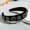 Fashion Girls Rhinestone Hairband White Black Headband Women Artificial Handmade Hair Hoop Wide Hair Accessories Wholesale