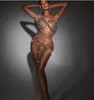 Kobiety sukienka Yousef Aljasmi Sukienka wieczorowa ukochana złota kryształowy rozłam Syrenka długa dss labourjoisie Kim Kardashian Kylie Jenner Długość podłogi