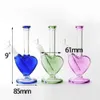 9Inch beautiful love heart Style Glass Bong Water Hookah Smoking Pipe 18.8mm female joint Dab Rig with bowl can put the logo