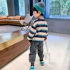 Boys autumn casual cotton striped long sleeve sweatshirts Kids 2 colors Tops clothings 210508