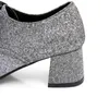 Jurk Schoenen Rizabina Maat 30-50 Vrouwen Pompen Goede Kwaliteit Mode Sparkles Kant Bowknot Comfort Dikke Hakken Stijlvolle Vierkante Teen