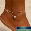 LETAPI deux couches chaîne coeur Style or/argent couleur bracelets de cheville pour femmes Bracelets été pieds nus sandales bijoux sur pied prix usine conception experte qualité dernière
