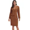 Elegant women office dress sale sexy V-neck long sleeve Spring lady dress M3058 210526