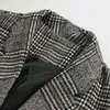 معطف طويل من الصوف معطف منقوش معطف خمر أزياء الشتاء دافئة طويلة الأكمام الطويلة معطف نحيف أنيقة سيدات الركوع السترات الخارجية 210414
