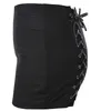 Zomer vrouwen Solid Shorts Criss Cross Bandage Hoge Taille Lace Up Punk Zwarte Korte Broek Broek 210724