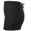 Lato Kobiety Solidne Szorty Criss Cross Bandaż High Waist Lace Up Punk Czarne Krótkie spodnie Spodnie 210724