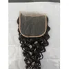 Cabelo virgem humano brasileiro 5x5 fechamento de renda onda de água cinco por 5 fechamentos meio três parte livre encaracolado cor natural