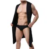 Superthin Smooth Robe de bain Confortable Hommes Sexy Robe de bain à capuche Pyjamas Vêtements de nuit Accueil Tops Porter des vêtements de nuit S-4XL 210901