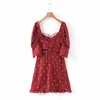 Vintage Wine Red Polka Dot Satin Dress Women Sexy Elegant Chiffon Club Party Dresses korean vestidos 210429