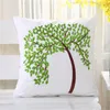 Broderie Housse de Coussin Coton Lin Carré 45x45cm Mode Arbre Chaise 5 Couleurs Personnalisé Taie d'oreiller Décor À La Maison Coussin/Décoratif