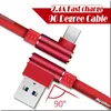 Cavi Micro USB tipo C intrecciati ad angolo retto da 90 gradi Caricatore dati veloce durevole 2.4A per telefono cellulare 1m 2m 3m