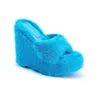 Slippers Luxury Women Feminine High-heeled Fur Drag Outdoor All-match Shoes Round Head Wedges With Mink195U