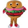 Desempenho Adorável Hamburger Mascote Traje Halloween Fantasia Vestido Desportivo Clube Cartoon Personagem Personagem Terno Carnaval Unisex Adultos Outfit Evento Promocional Adereços