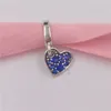 Andy Jewel AnnaJewel 925 Sterling Silver Beads Stellar Blue Tilted Heart Dangle Charm Charms Fits European Pandora Style Jewelry Bracelets & Necklace 799404C01