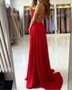 Junior Druhna Dresses 2022 Sexy Maid of the Bride Suknie wieczorowe Formalna okazja Nosić Plus Size Red Backless High Split