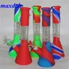 Silicone Bongs narguilé bong en verre pipe à main fumer des conduites d'eau bécher Dab Rigs Percolateurs Perc Amovible 11,42 pouces Droit Avec Bol En Verre