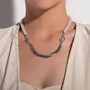 Boho Imitation Perle Choker Halsketten Mädchen Einfache Blaue Kristall Kurze Schlüsselbein Kette Halsketten Kragen für Frauen Schmuck