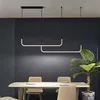 Lampadario moderno a soffitto a LED Lampada da tavolo Sala da pranzo Cucina Ciondolo minimalista Decorazioni per la casa Illuminazione Lampade a lustro nero Asta di sospensione