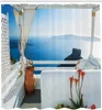 Shower Curtains European Curtain Holiday Terrace With Sea At Sunset Architecture On Santorini Island Greece Waterproof Bathroom Decor