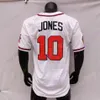 Chipper Jones Jersey 1995 WS Vintage Beyzbol 1999 Gri Beyaz Mavi Kazak 2018 Onur Listesi Emeklilik Yaması Ordu Yeşili Beden S-3XL