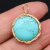 Delicate Natuursteen Charms Wrap Ronde Rose Quartz Lapis Lazuli Turquoise Opal Hanger DIY voor Armband Ketting Oorbellen Sieraden Maken 20x25mm