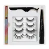 Soft Light Natural 3D Magnetic False Eyelashes 4 Pairs Set With Magnet Eyeliner Tweezer Handmade Reusable Glue-free Fake Lashes Makeup For Eyes DHL Free