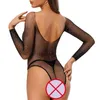 Sexy Lingerie Women See Through Bra Set Transparent Underwear Black Erotic Mesh Bodysuits Babydoll 211201