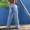 Существующая высокая талия джинсы женские широкие брюки ноги плюс размер панк корейский стиль брюки повседневная Harajuku женские пробежки 210720