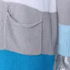 Pulls pour femmes 2021 rayure couleur pull Cardigan femme longueur moyenne coloré tricoté Patchwork Cardigans femmes grande taille