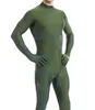 Dark Green Lycra Spandex Herrkattdräkt Back Zipper Sexiga män Body Suit Costumes Unisex Outfit No Head Halloween Party 250r