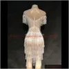 Dresses High Quality Sliver Off The Shoulder Tassel Knee Length Dress Night Club Party Dancer Costumes1 Dxw0B Fyfis