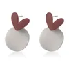 Simpatico orecchino romantico a forma di cuore rosso bordeaux Orecchini pendenti per gioielli da donna in lega con pendente in stile coreano