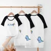 Ouder-kind Zomer Gedrukt T-shirt met korte mouwen Katoen Top Mama en Me Kleding Matching Family Outfits Boy 210702